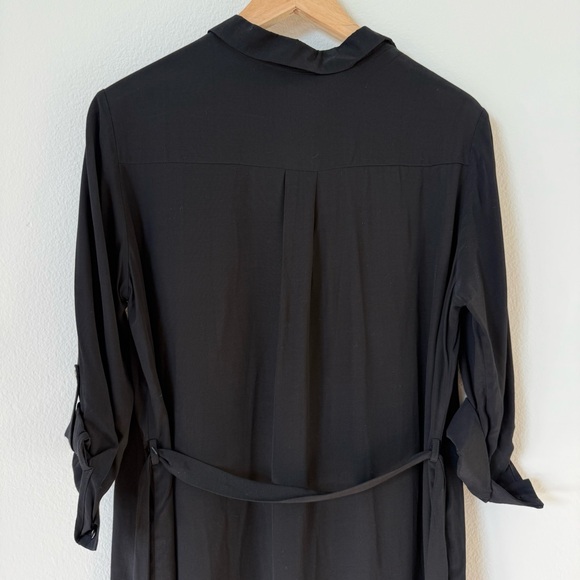 TopShop Mini ShirtDress Button Up Black Tie Waist 6 Petite - Picture 8 of 16